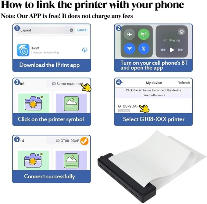 Imprimante Portable Bluetooth Rechargeable A4