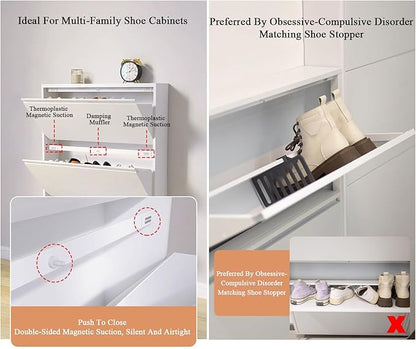 Meuble à Chaussures Métallique Mural avec Compartiments Abattants